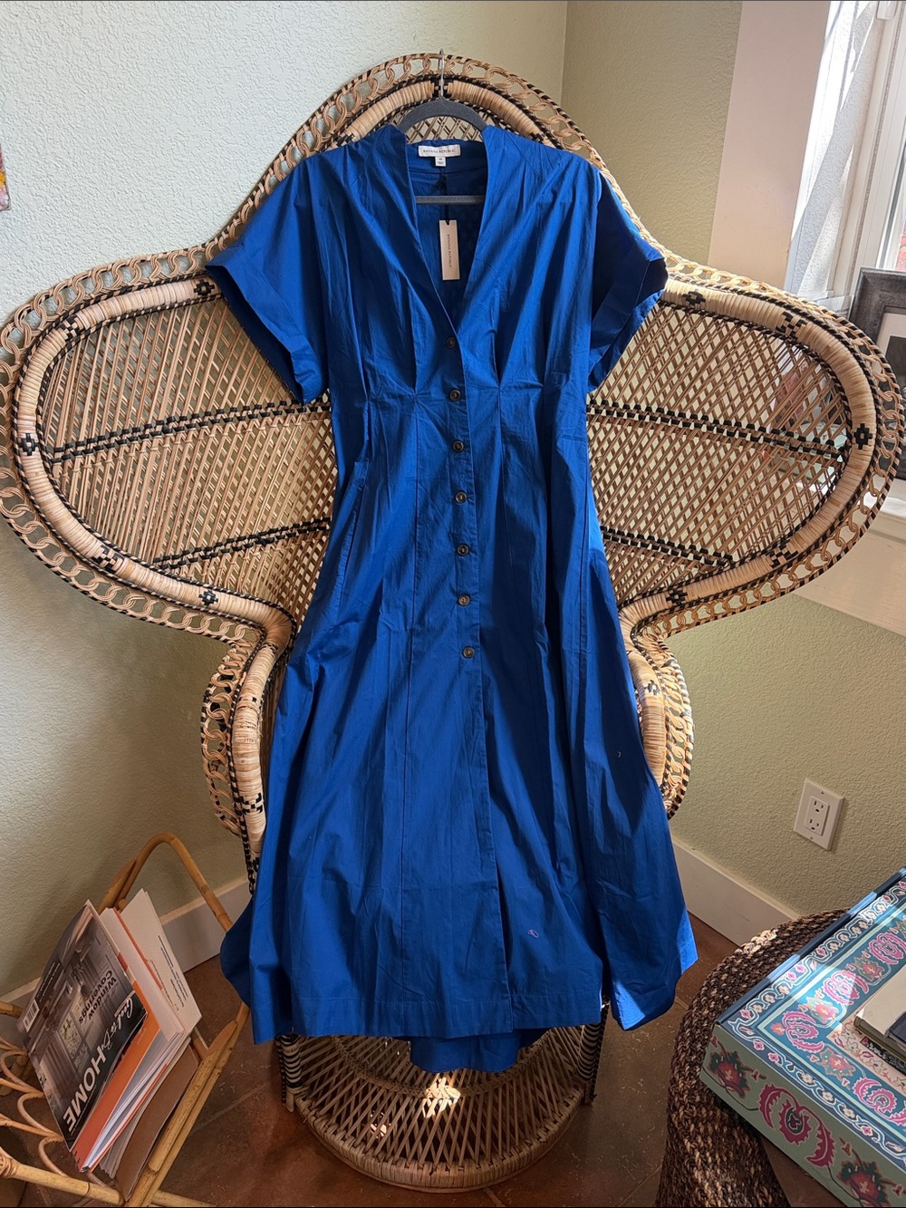 Banana Republic Cobalt Blue Button-Front Midi Dress